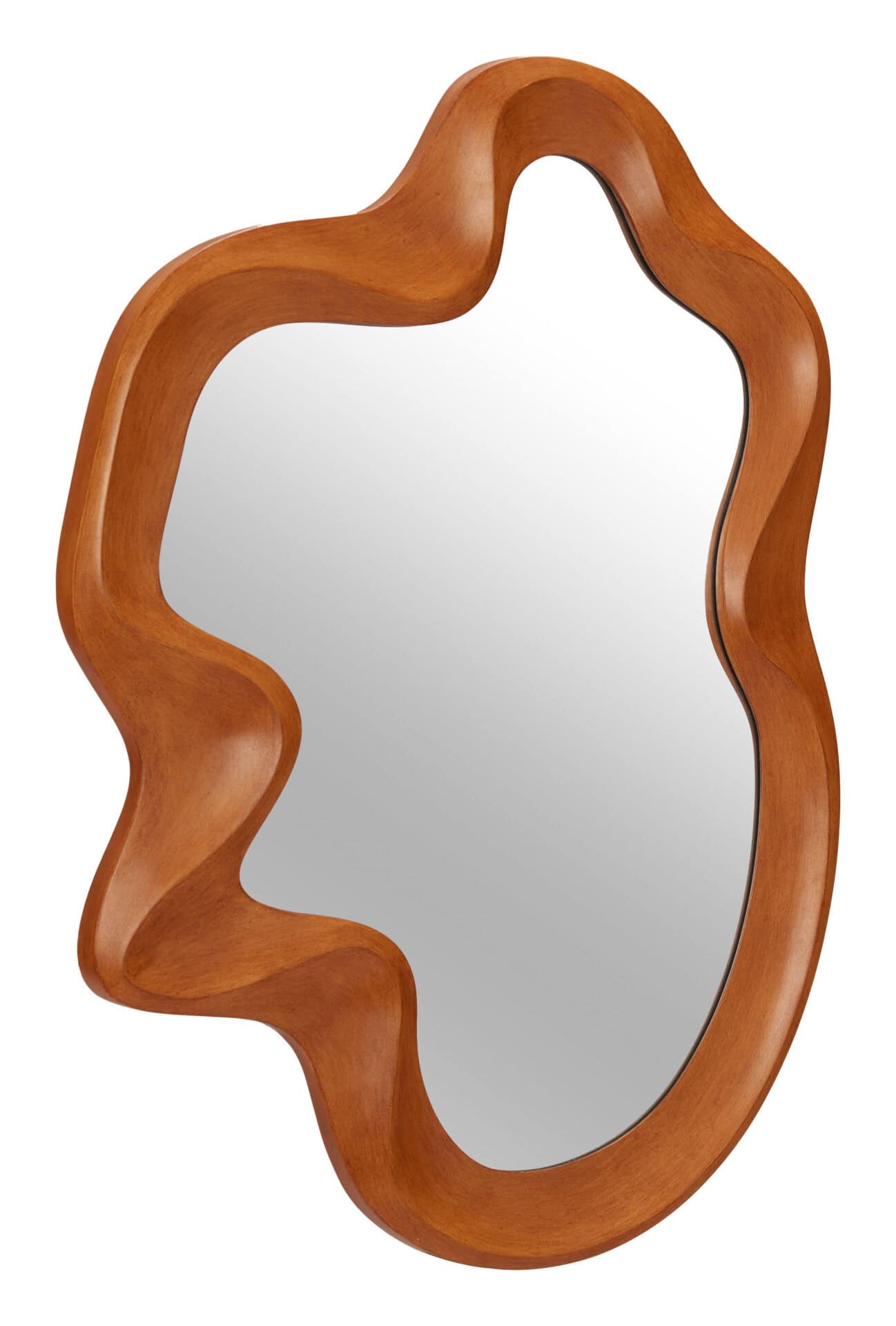 Natural Wood Frame Mirror with Organic Shape and Modern Design 2 Natural Wood Frame Mirror with Organic Shape and Modern Design - Image 2