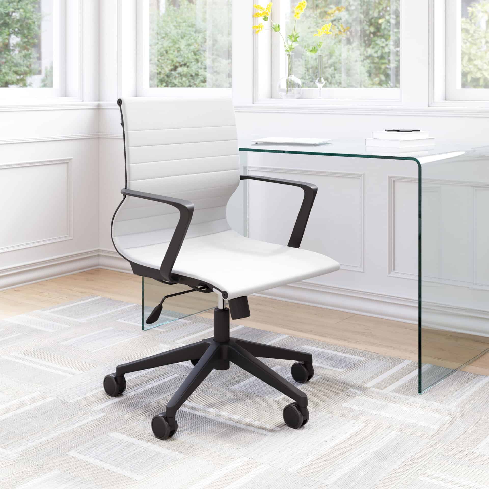Modern Mid-Century Office Chair with Faux Leather and Adjustable Height 1 Modern Mid-Century Office Chair with Faux Leather and Adjustable Height