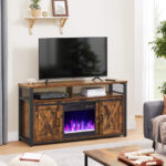 18 Inch Electric Fireplace Heater with Adjustable Flames and Timer
