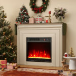 18 Inch Electric Fireplace Heater with Adjustable Flames and Timer