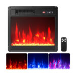18 Inch Electric Fireplace Heater with Adjustable Flames and Timer