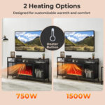 18 Inch Electric Fireplace Heater with Adjustable Flames and Timer