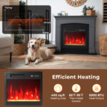 18 Inch Electric Fireplace Heater with Adjustable Flames and Timer
