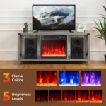 18 Inch Electric Fireplace Heater with Adjustable Flames and Timer