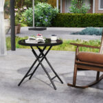 18 Inch Folding Round Coffee Table with Tempered Glass Top 9 18 Inch Folding Round Coffee Table with Tempered Glass Top