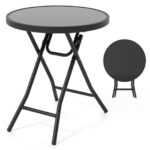 18 Inch Folding Round Coffee Table with Tempered Glass Top 10 18 Inch Folding Round Coffee Table with Tempered Glass Top