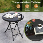 18 Inch Folding Round Coffee Table with Tempered Glass Top 13 18 Inch Folding Round Coffee Table with Tempered Glass Top