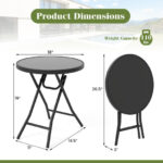 18 Inch Folding Round Coffee Table with Tempered Glass Top 12 18 Inch Folding Round Coffee Table with Tempered Glass Top