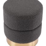 Dark Gray Shearling Ottoman with Stainless Steel Base Ring 9 Dark Gray Shearling Ottoman with Stainless Steel Base Ring