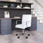 White Faux Leather Office Chair with Adjustable Height and Tilt Function 11 White Faux Leather Office Chair with Adjustable Height and Tilt Function