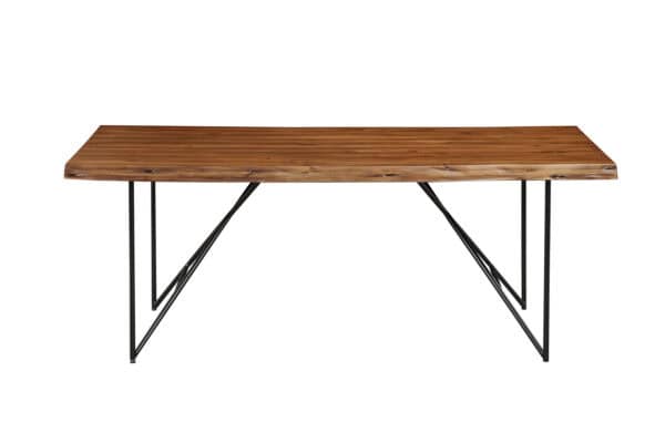 Live Edge Solid Acacia Wood Dining Table Light Walnut Rustic