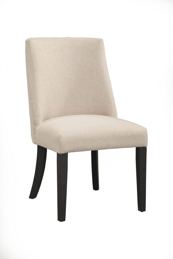 Cream Upholstered Dining Chairs with Black Legs Rustic Style (Set of 2)