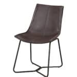 Industrial Dark Brown Bonded Leather Side Chairs with Metal Legs (Set of 2)