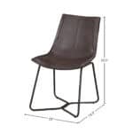 Industrial Dark Brown Bonded Leather Side Chairs with Metal Legs (Set of 2)