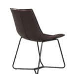 Industrial Dark Brown Bonded Leather Side Chairs with Metal Legs (Set of 2)