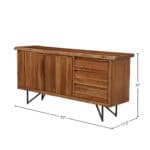 Light Walnut Solid Acacia Wood Server with Metal Legs