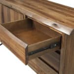 Light Walnut Solid Acacia Wood Server with Metal Legs