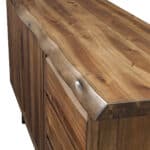 Light Walnut Solid Acacia Wood Server with Metal Legs