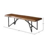 Light Walnut Acacia Wood Bench with Metal Legs Rustic Style