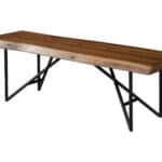 Light Walnut Acacia Wood Bench with Metal Legs Rustic Style
