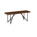 Light Walnut Acacia Wood Bench with Metal Legs Rustic Style