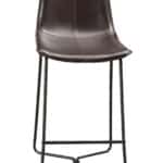 Dark Brown Bonded Leather Pub Chairs with Metal Legs (Set of 2)