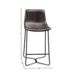 Dark Brown Bonded Leather Pub Chairs with Metal Legs (Set of 2)