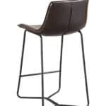 Dark Brown Bonded Leather Pub Chairs with Metal Legs (Set of 2)