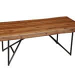 Live Edge Light Walnut Coffee Table Solid Acacia Wood Industrial Rustic