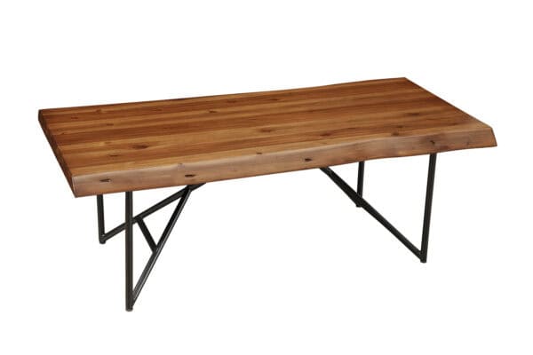 Live Edge Light Walnut Coffee Table Solid Acacia Wood Industrial Rustic