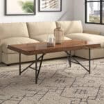 Live Edge Light Walnut Coffee Table Solid Acacia Wood Industrial Rustic