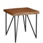 Light Walnut Rustic Acacia Wood End Table with Metal Legs
