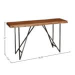 Live Edge Acacia Sofa Table Light Walnut Industrial Rustic Style