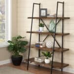 Live Edge Acacia Wood Bookshelf Light Walnut Rustic Industrial 4 Shelves