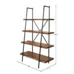 Live Edge Acacia Wood Bookshelf Light Walnut Rustic Industrial 4 Shelves