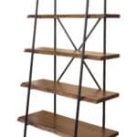Live Edge Acacia Wood Bookshelf Light Walnut Rustic Industrial 4 Shelves