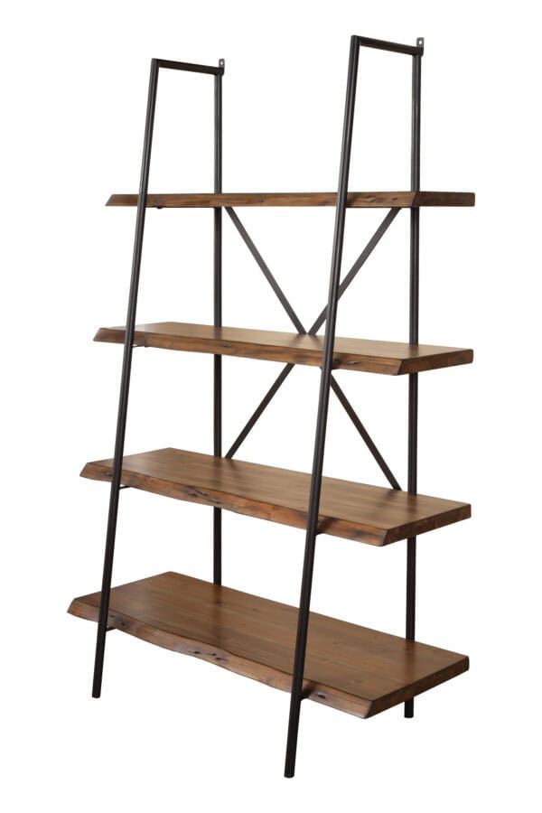 Live Edge Acacia Wood Bookshelf Light Walnut Rustic Industrial 4 Shelves