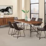 Live Edge Solid Acacia Wood Dining Table Light Walnut Rustic