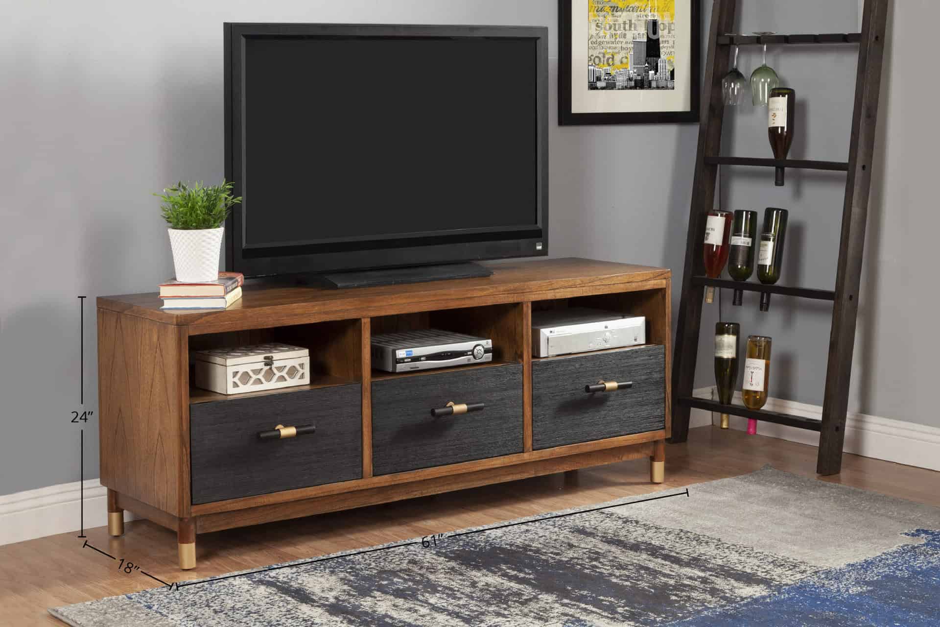 Modern Two Tone TV Console Dark Walnut and Black Mahogany 10 Modern Two Tone TV Console Dark Walnut and Black Mahogany