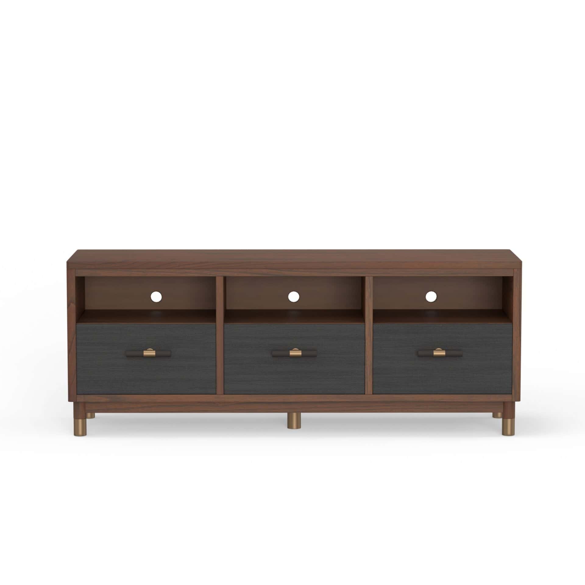 Modern Two Tone TV Console Dark Walnut and Black Mahogany 2 Modern Two Tone TV Console Dark Walnut and Black Mahogany - Image 2