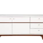 White Mahogany TV Console with Acorn Accents and Storage 14 White Mahogany TV Console with Acorn Accents and Storage