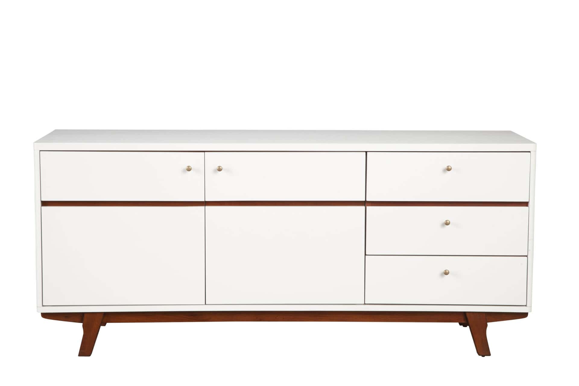 White Mahogany TV Console with Acorn Accents and Storage 14 White Mahogany TV Console with Acorn Accents and Storage