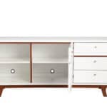White Mahogany TV Console with Acorn Accents and Storage 15 White Mahogany TV Console with Acorn Accents and Storage