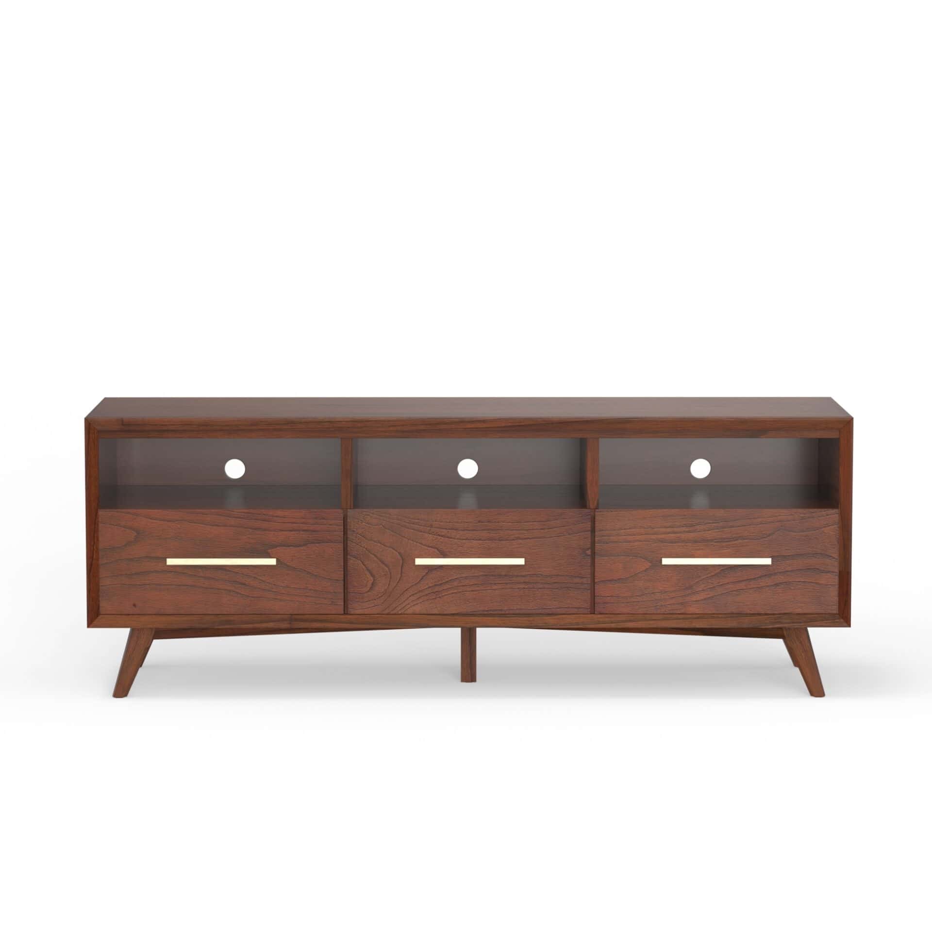 Walnut Mid Century Modern TV Console Mahogany Wood Veneer 3 Walnut Mid Century Modern TV Console Mahogany Wood Veneer - Image 3