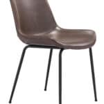 Mid-Century Modern Faux Leather Dining Chair with Steel Frame (Set of 2)