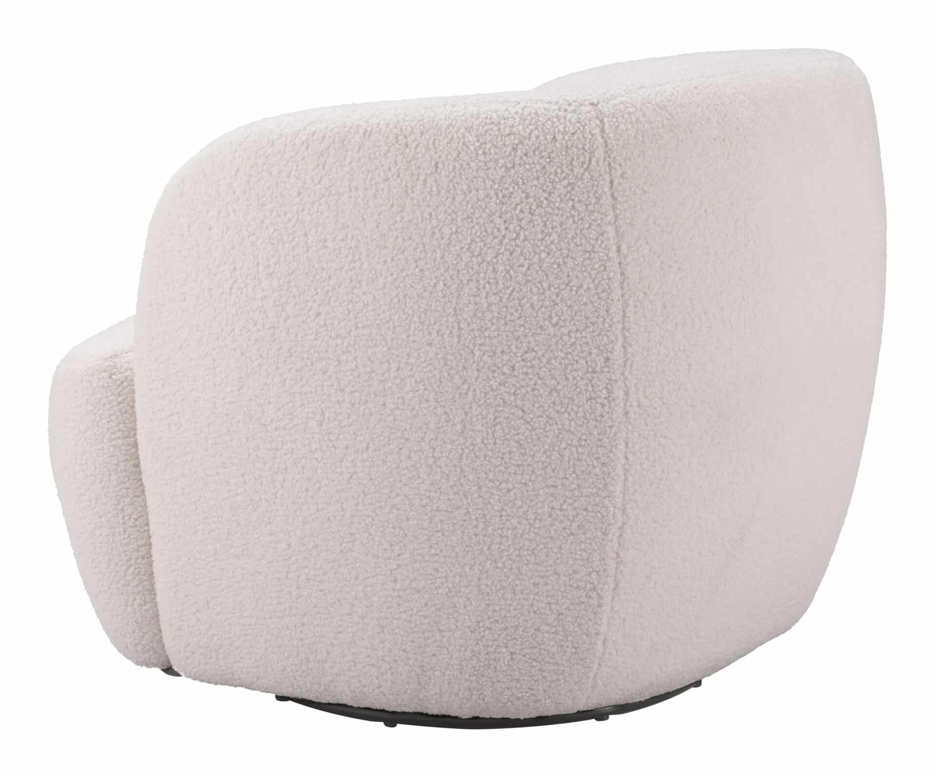 Ivory Shearling Style Swivel Chair with Armrest Support 7 Ivory Shearling Style Swivel Chair with Armrest Support - Image 7