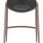 Mid-Century Modern Black and Walnut Counter Stool with Footrest (Set of 2)