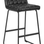 Black Modern Art Deco Bar Stools with Steel Frame (Set of 2)