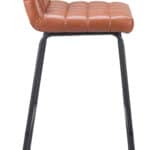 Brown Tufted Bar Stool with Steel Frame and Footrest (Set of 2)