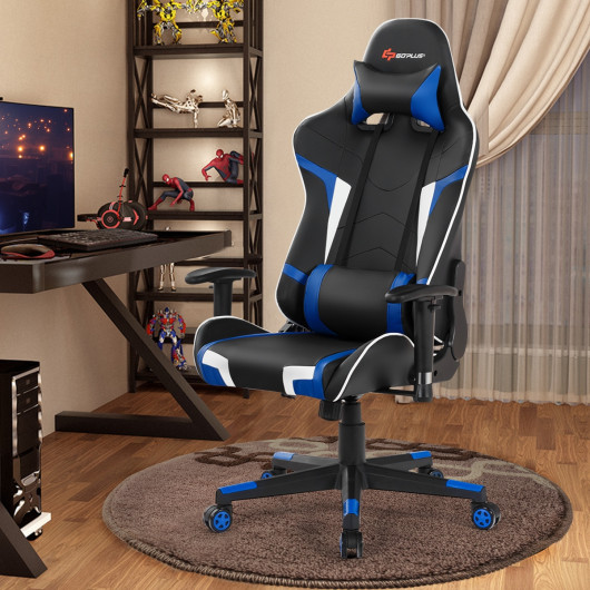 Ergonomic Swivel Reclining Gaming Chair with Massage, Lumbar Support, and Adjustable Backrest